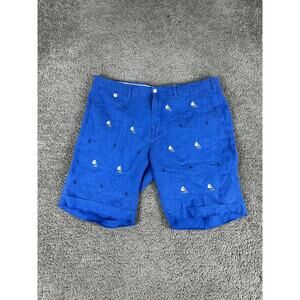 Polo Ralph Lauren Shorts Mens 36 Linen Embroidered Sailboat Anchor Nautical READ